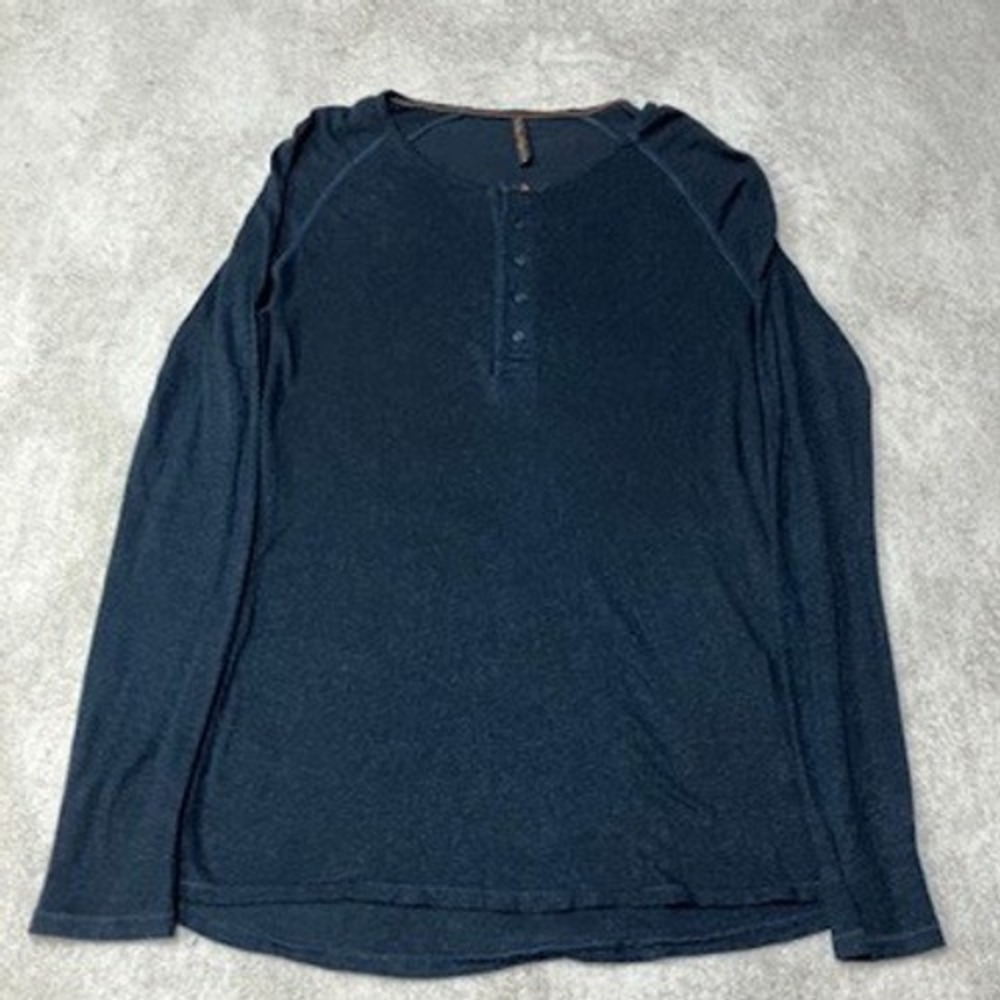Nudie Jeans Co Henley Shirt Long Sleeve Linen Blend Navy Lightweight Mens S